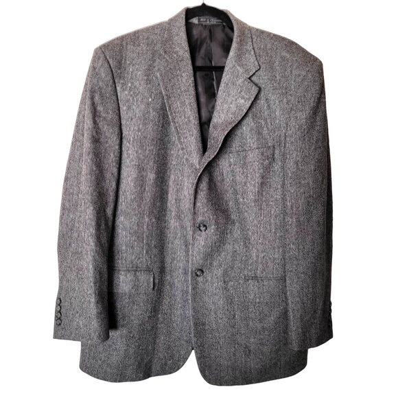 Bert Pulitzer Blazer Jacket Mens 46 R Gray Herringbone Wool Camel Hair Academia - Picture 1 of 15